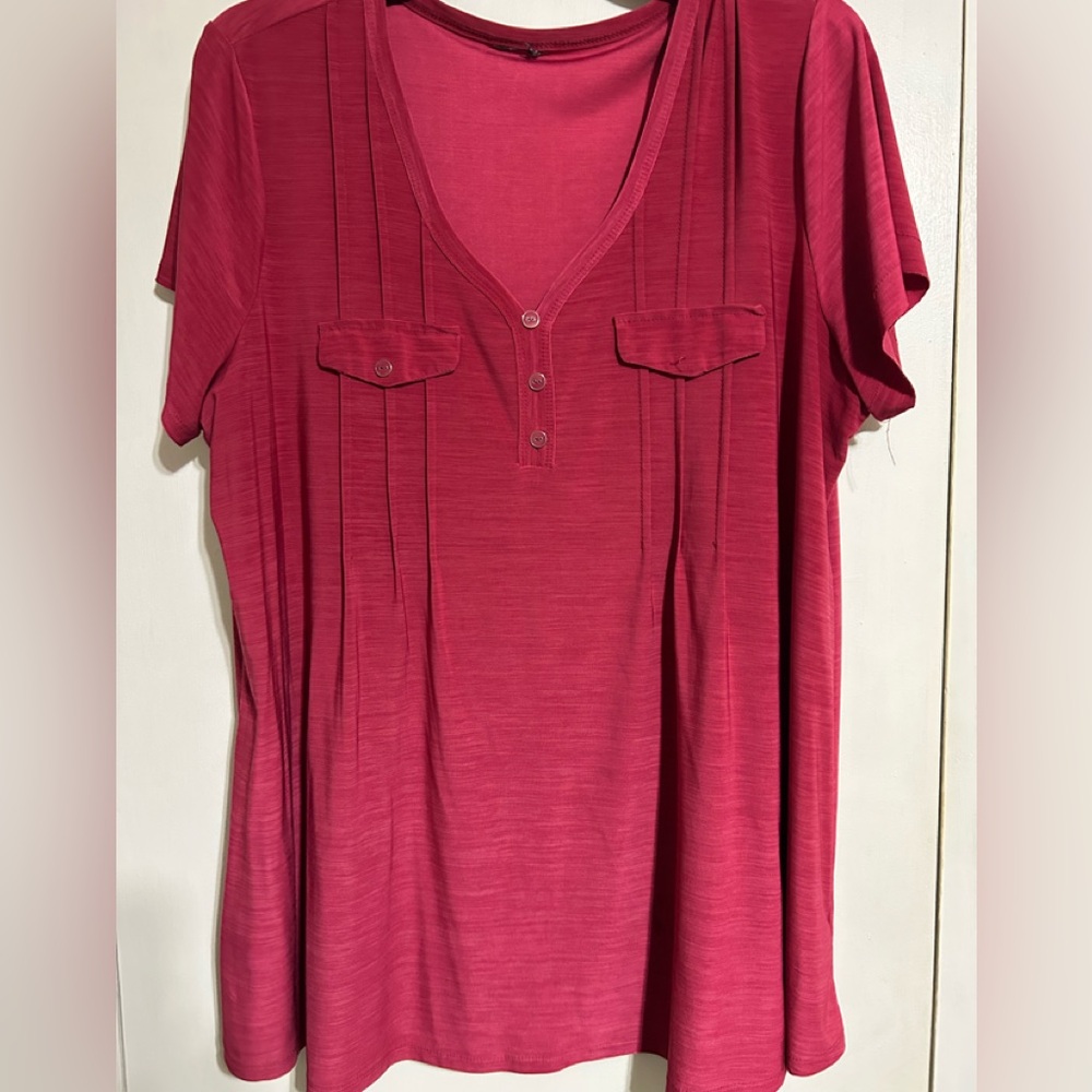 Women's Pink V-Neck Top